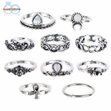 Load image into Gallery viewer, SUSENSTONE 10PC Flowers Moon Band Above Middle Knuckle Alloy Rings Set