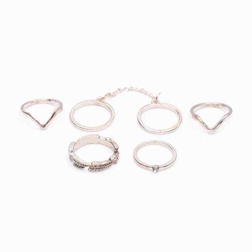 2017 New 6 units / lot Punk style bright gold Stacking midi finger knuckle rings charm ring jewelry sheet September Indoor #50