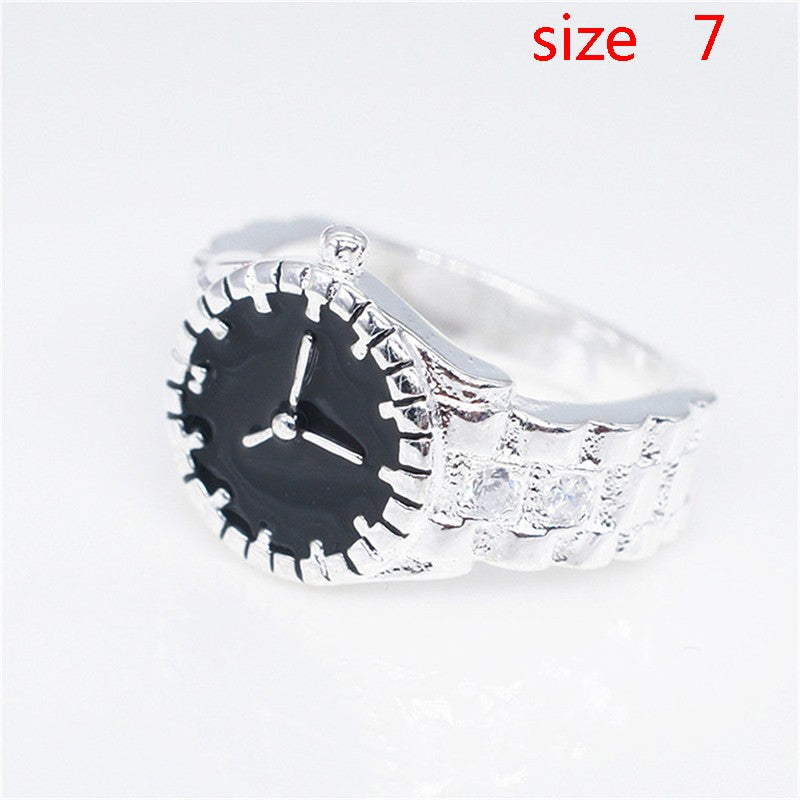 Fashion Women Mens Dial Quartz Analog Watch Creative Steel Cool Silver Plated Quartz Finger Ring Watch