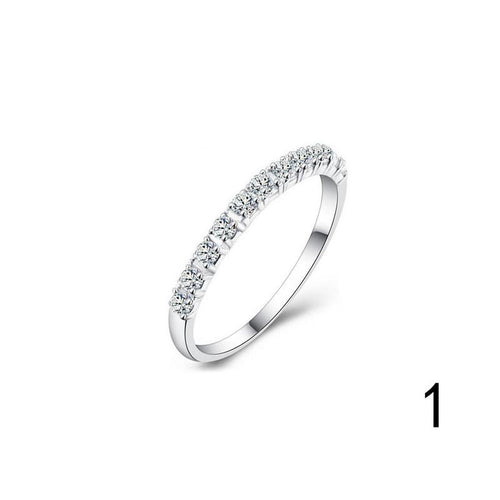 Fashion Simple Style Stainless Steel White Cubic Zirconia Eternity Ring