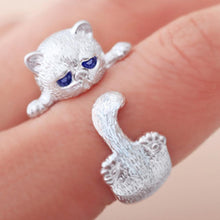 Load image into Gallery viewer, New 925 Sterling Silver Diamond Retro Lovely Kitty Open Ring